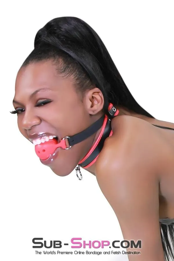 0349RS      Large Red Silicone Breather Ball Gag with Black Straps