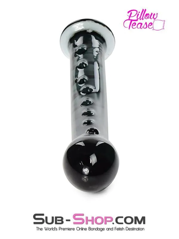 0454M      Queen's Dragon Dual Ridge Black Glass Massager