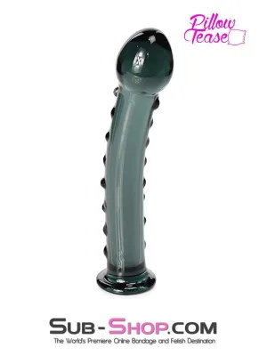 0454M      Queen's Dragon Dual Ridge Black Glass Massager