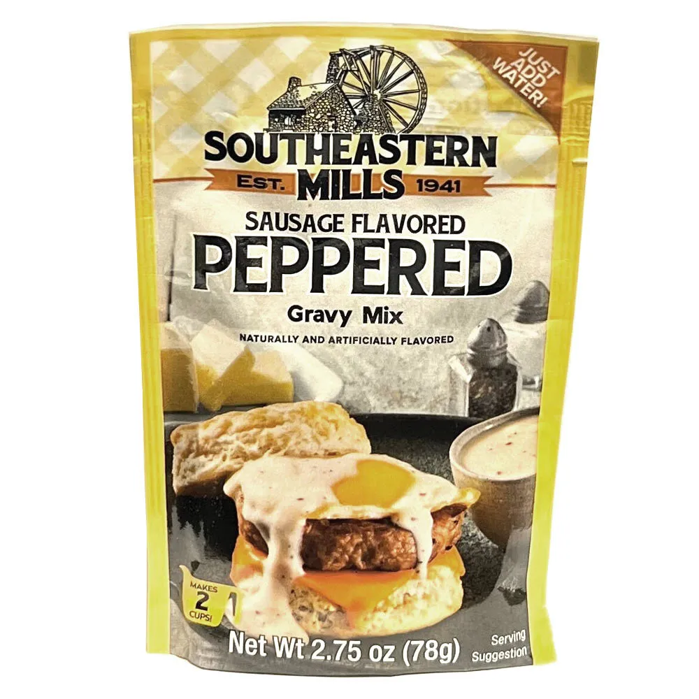 10 Packets Old Fashioned Gravy Mix Southeastern Mills Peppered Sausage Flavored