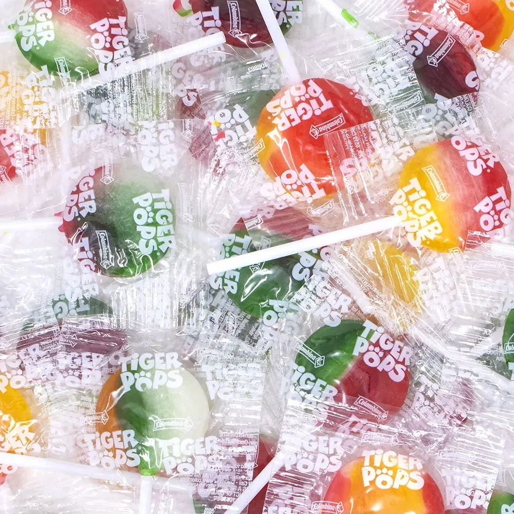200 Ct Tiger Pops Lollipops Bulk Fruity Sweet Flavor Suckers Flat Candies 70.5oz