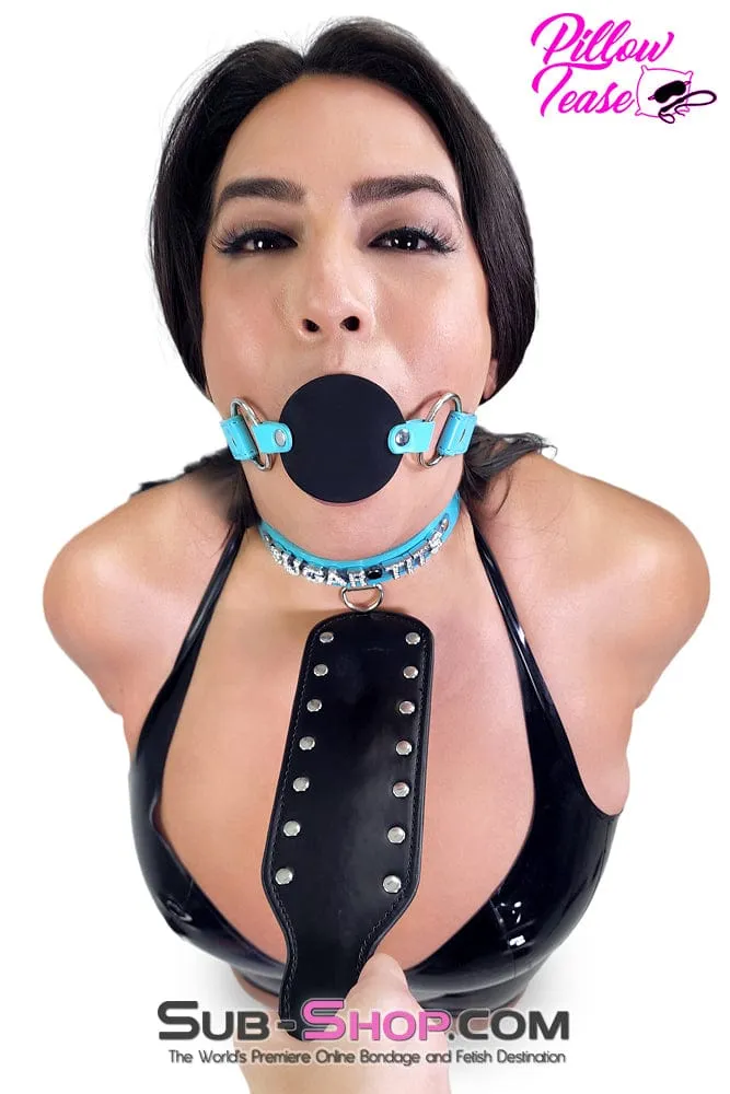 2362DL      Blow Job Trainer Locking Diamond Blue Silicone Penis Gag