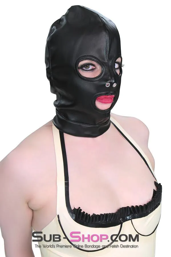 2772M      Soft Leatherette Open Mouth and Eyes Lacing Hood
