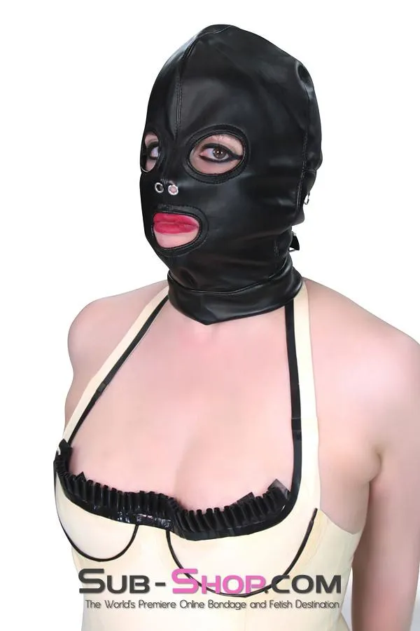 2772M      Soft Leatherette Open Mouth and Eyes Lacing Hood