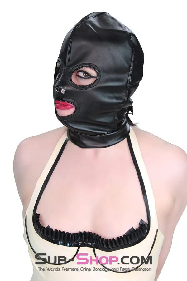 2772M      Soft Leatherette Open Mouth and Eyes Lacing Hood