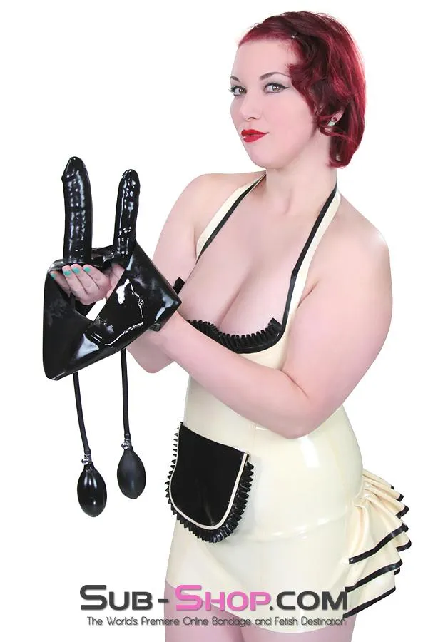 2957D     Double Dildo Inflatable Latex Dildo Panties
