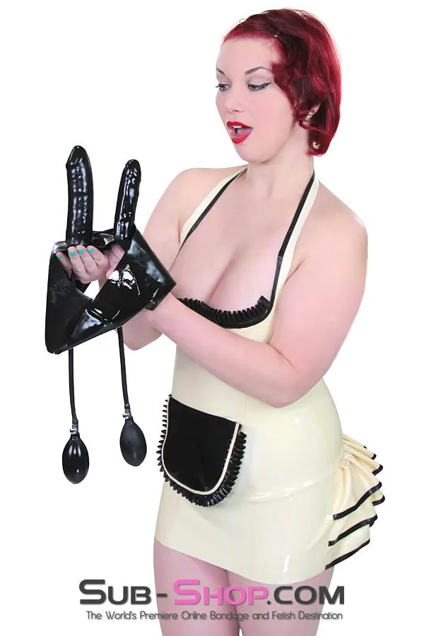 2957D     Double Dildo Inflatable Latex Dildo Panties