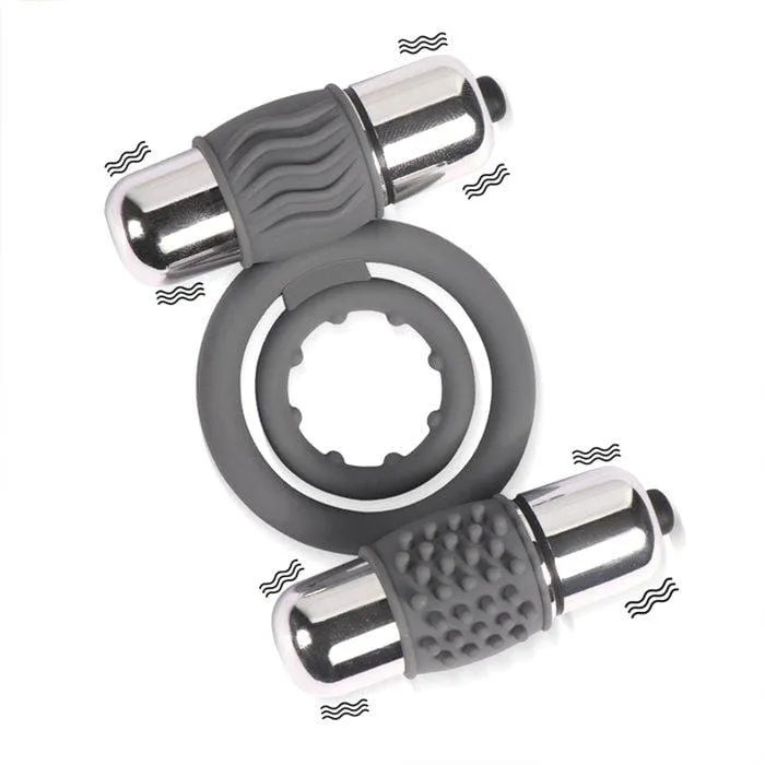 7003M      Dual Vibe Waterproof Cock And Balls Erection Rings