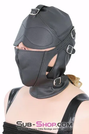 8815RS      Secret Affair Bondage Hood w/ Strap-On Gag Panel and Blindfold