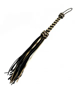 All that Glitters Metallic Leather Flogger in Black & Gold
