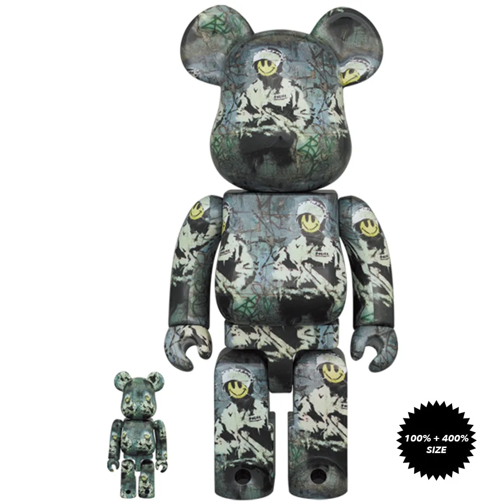 Banksy Riot Cop 100%   400% Bearbrick Set by Medicom Toy