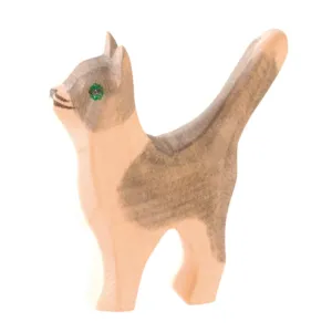 Cat - Head Up Grey/White by Ostheimer Wooden Toys