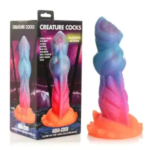 Creature Cocks Aqua-Cock - Glow in Dark Multi- 19.3 cm Fantasy Dildo