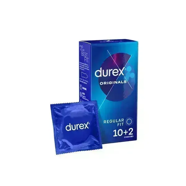 Durex Originals Regular Fit Condoms - Regular Fit Latex Condoms - 10 Pack   2 Free