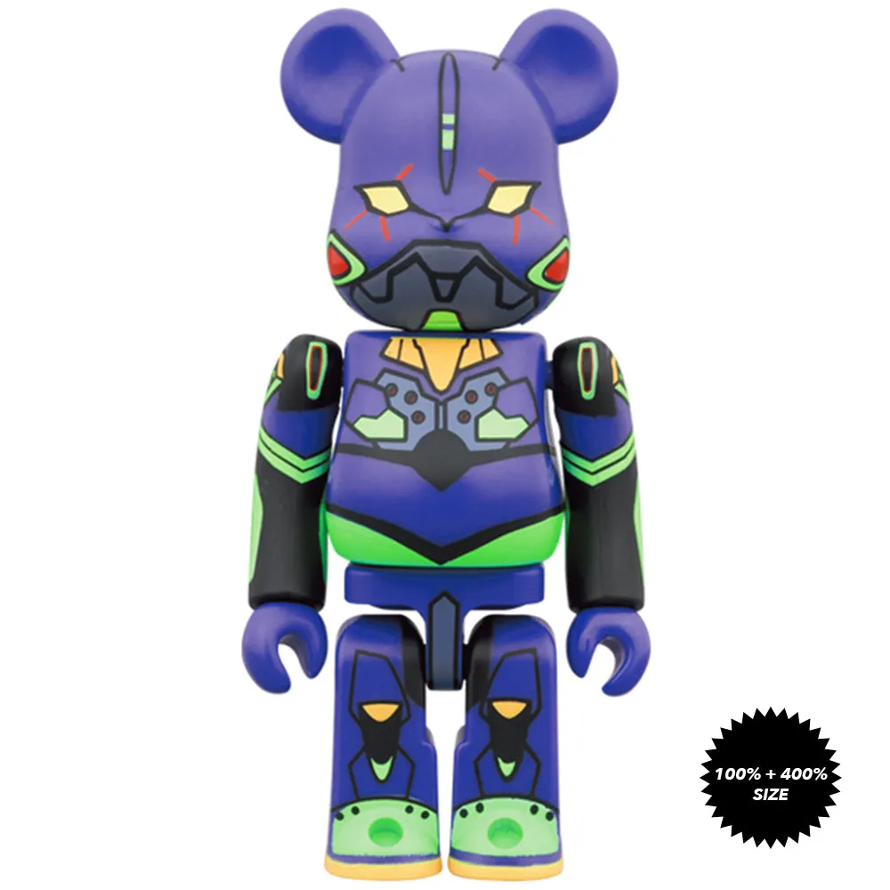 Evangelion Eva Unit 01 (New Paint Ver.) 100%   400% Bearbrick Set by Medicom Toy