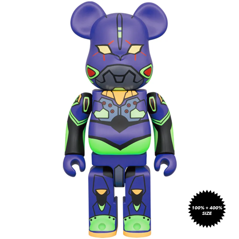 Evangelion Eva Unit 01 (New Paint Ver.) 100%   400% Bearbrick Set by Medicom Toy
