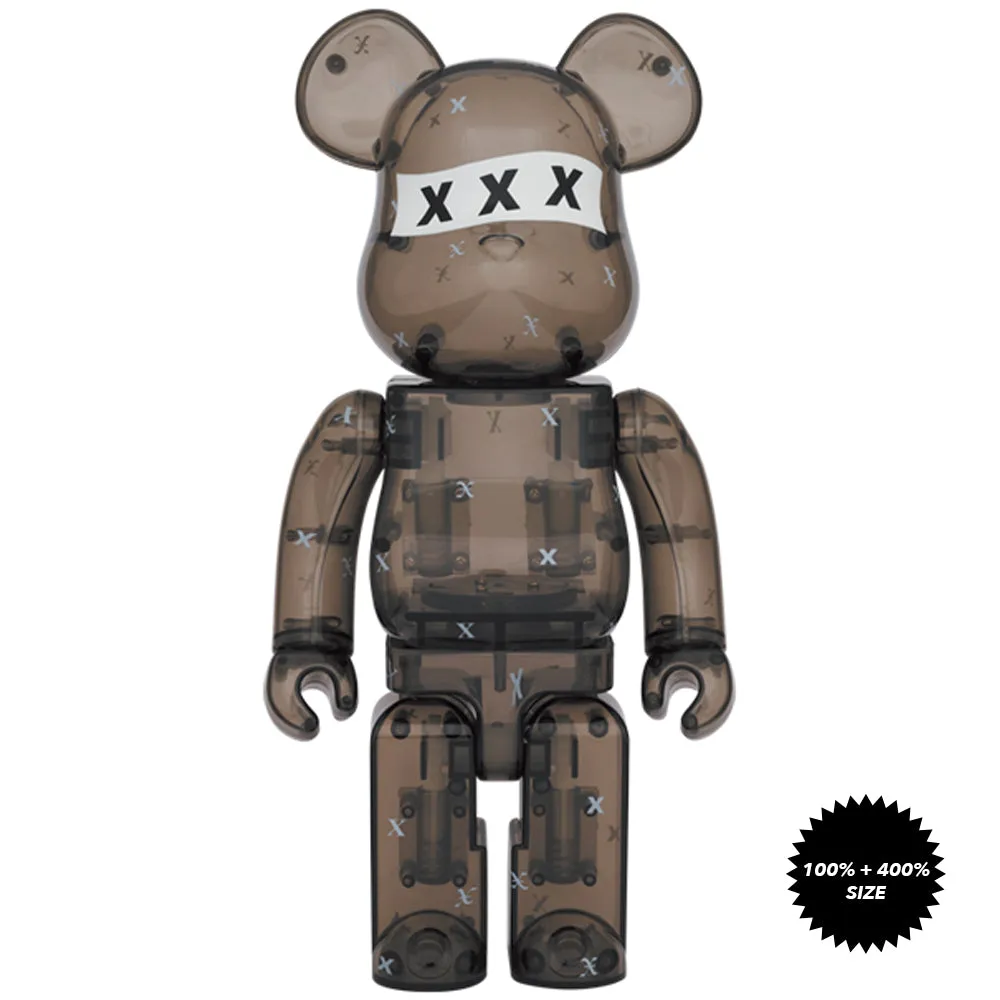 God Selection XXX Black Clear 100%   400% Bearbrick Set by Medicom Toy