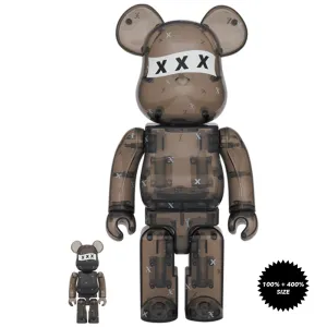 God Selection XXX Black Clear 100%   400% Bearbrick Set by Medicom Toy