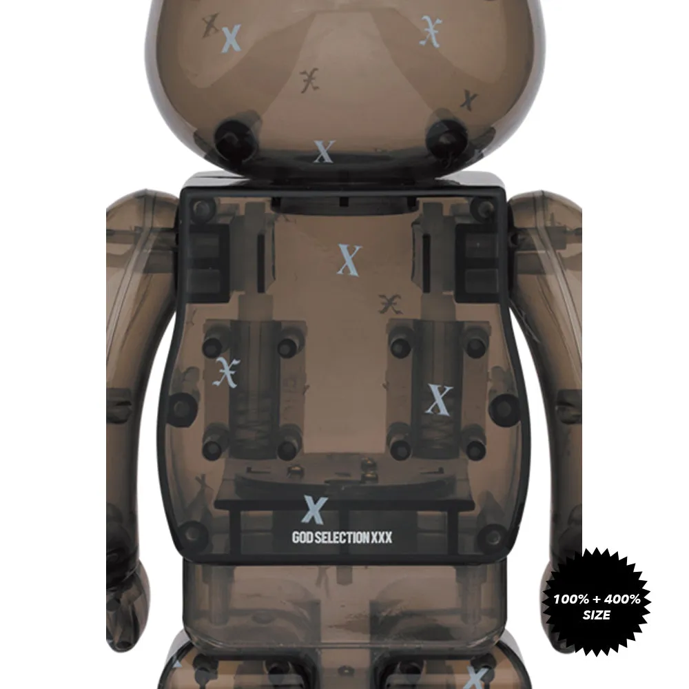 God Selection XXX Black Clear 100%   400% Bearbrick Set by Medicom Toy
