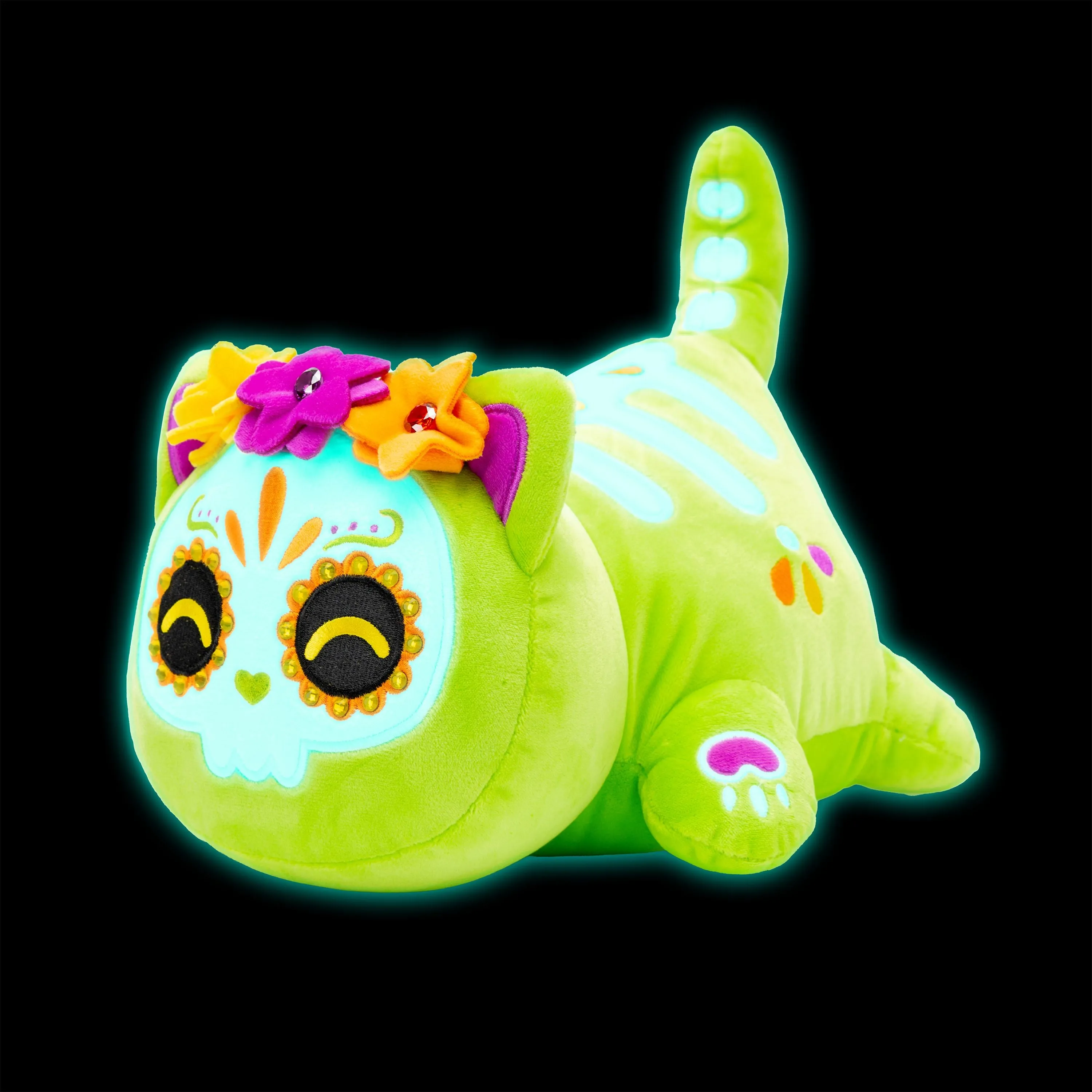 Green Sugar Skull Cat Plush