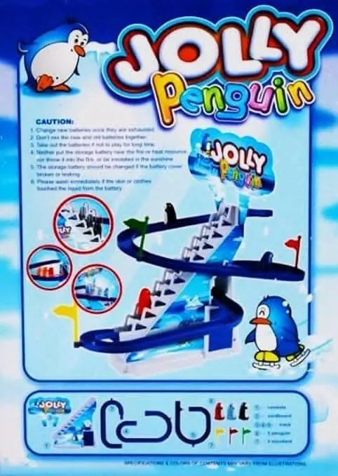 Kinderkart Jolly Penguin Fun Playful Race Set - Dynamic Music & Shinning Lights, Safe & Durable Slide Playset for Toddlers & Kids, Automatic Climbing Stairs & Sliding Penguins