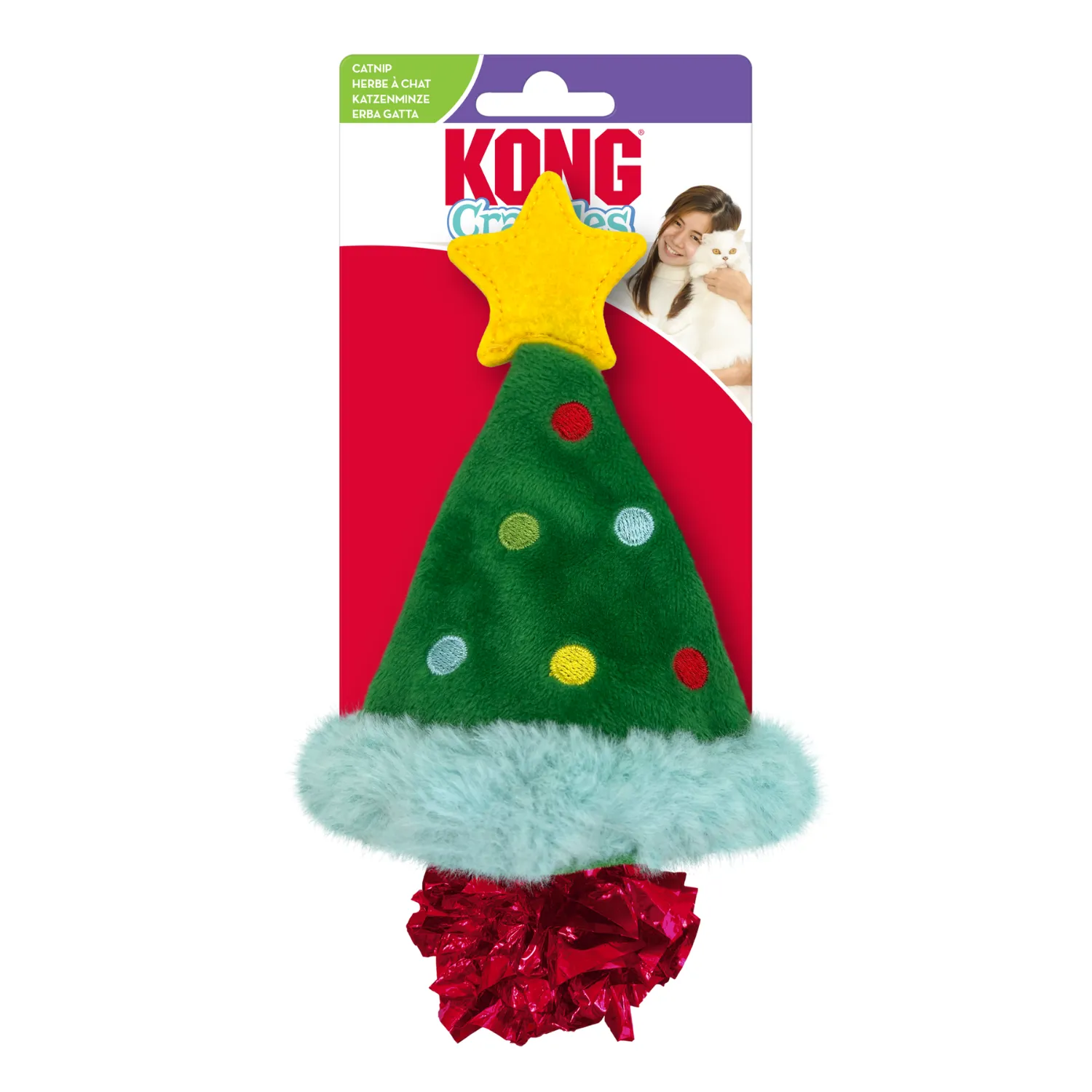 KONG Holiday Crackles Christmas Tree 2024 | Festive Catnip Infused Cat Toy