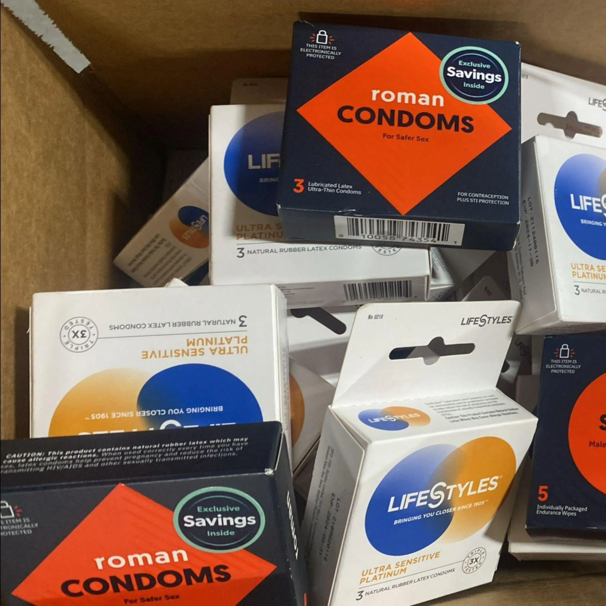 Lifestyles Ultra Sensitive Platinum Natural Rubber Latex Condoms Triple Tested & Roman Condoms (85 Pcs Lot)