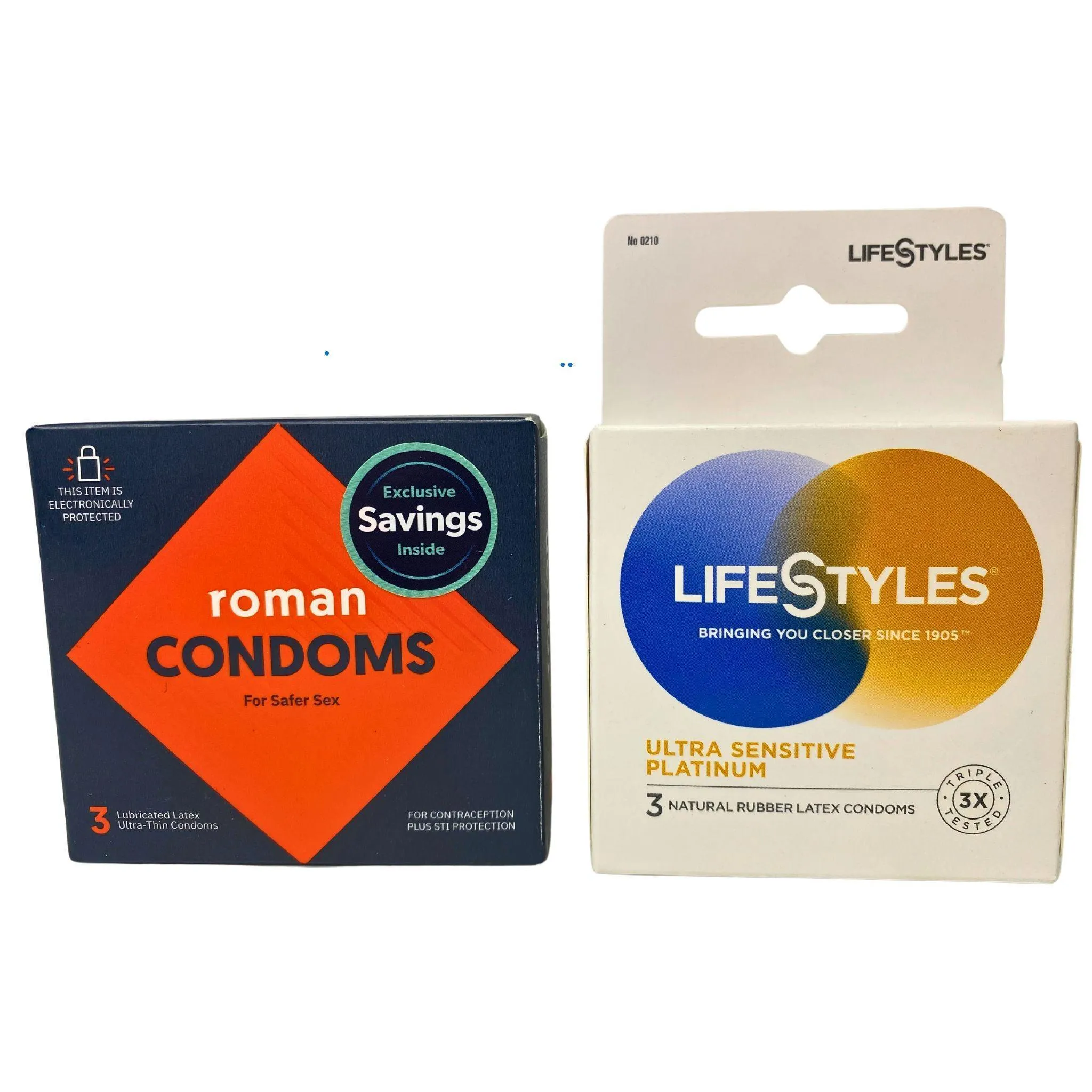 Lifestyles Ultra Sensitive Platinum Natural Rubber Latex Condoms Triple Tested & Roman Condoms (85 Pcs Lot)