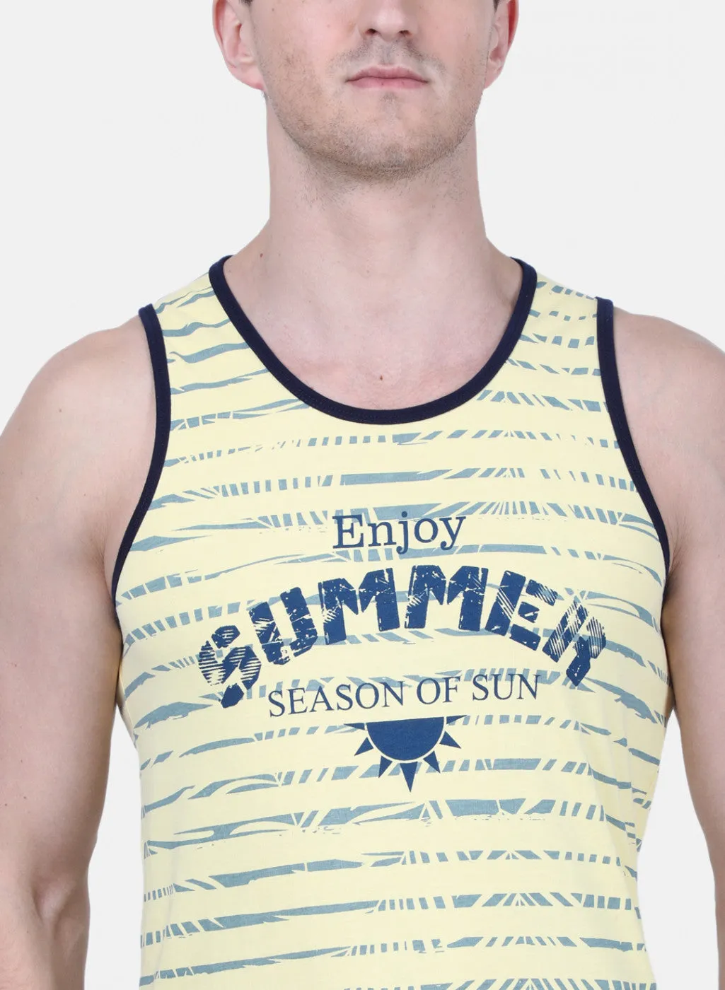 Mens Yellow Printed T-Shirt