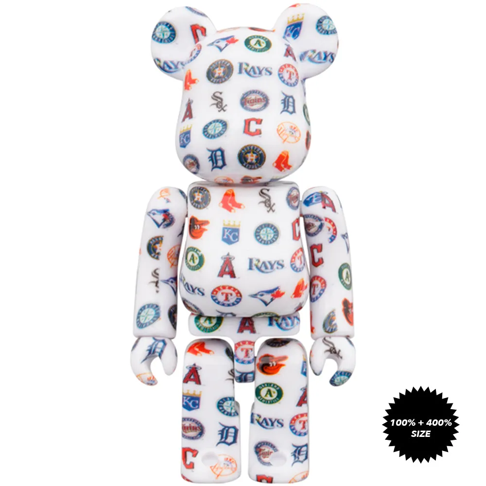 MLB American League 100%   400% Bearbrick Set by Medicom Toy