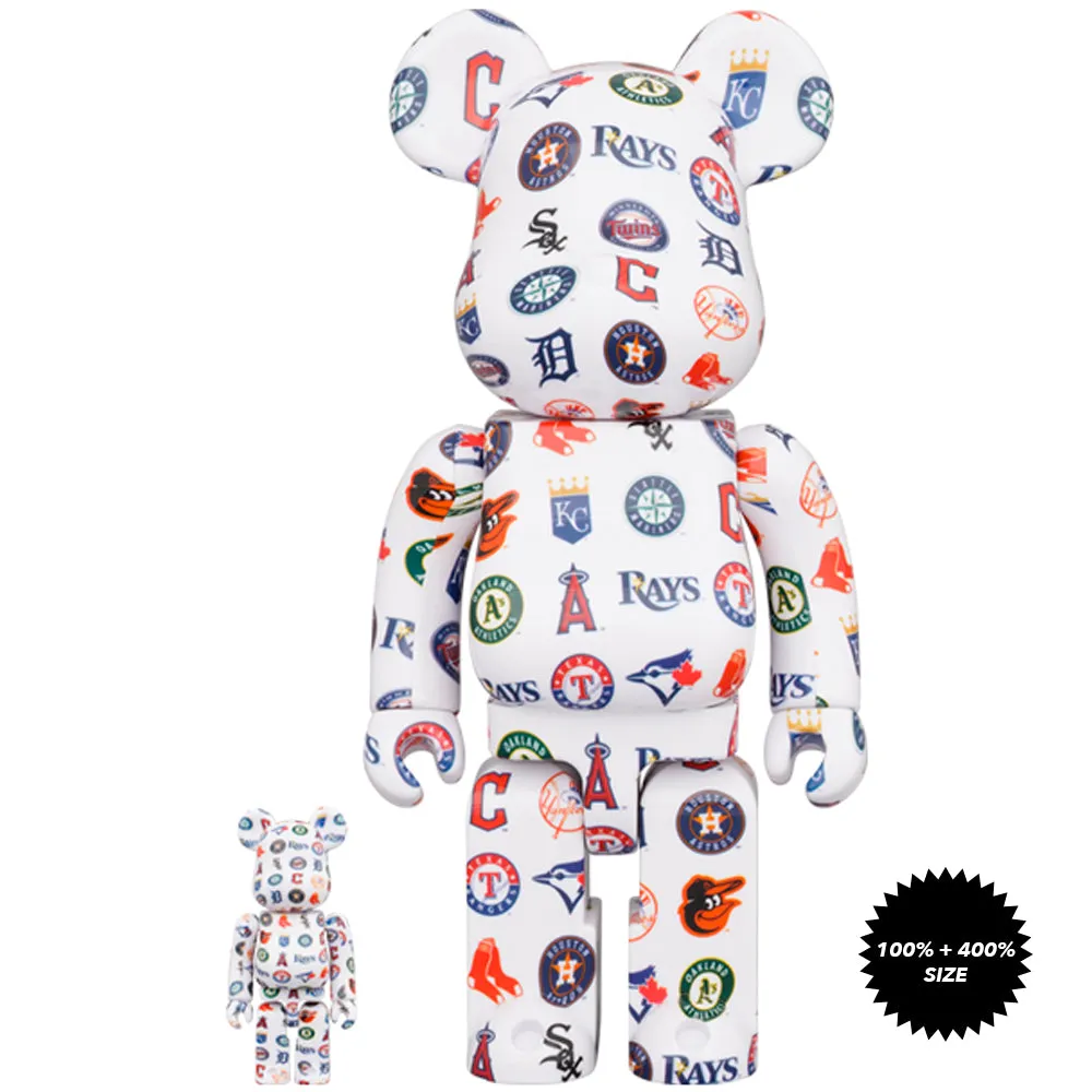 MLB American League 100%   400% Bearbrick Set by Medicom Toy