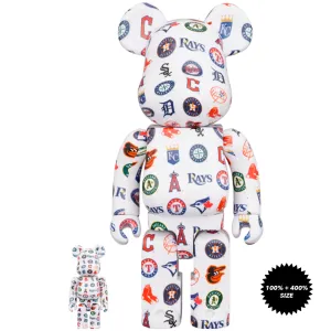 MLB American League 100%   400% Bearbrick Set by Medicom Toy