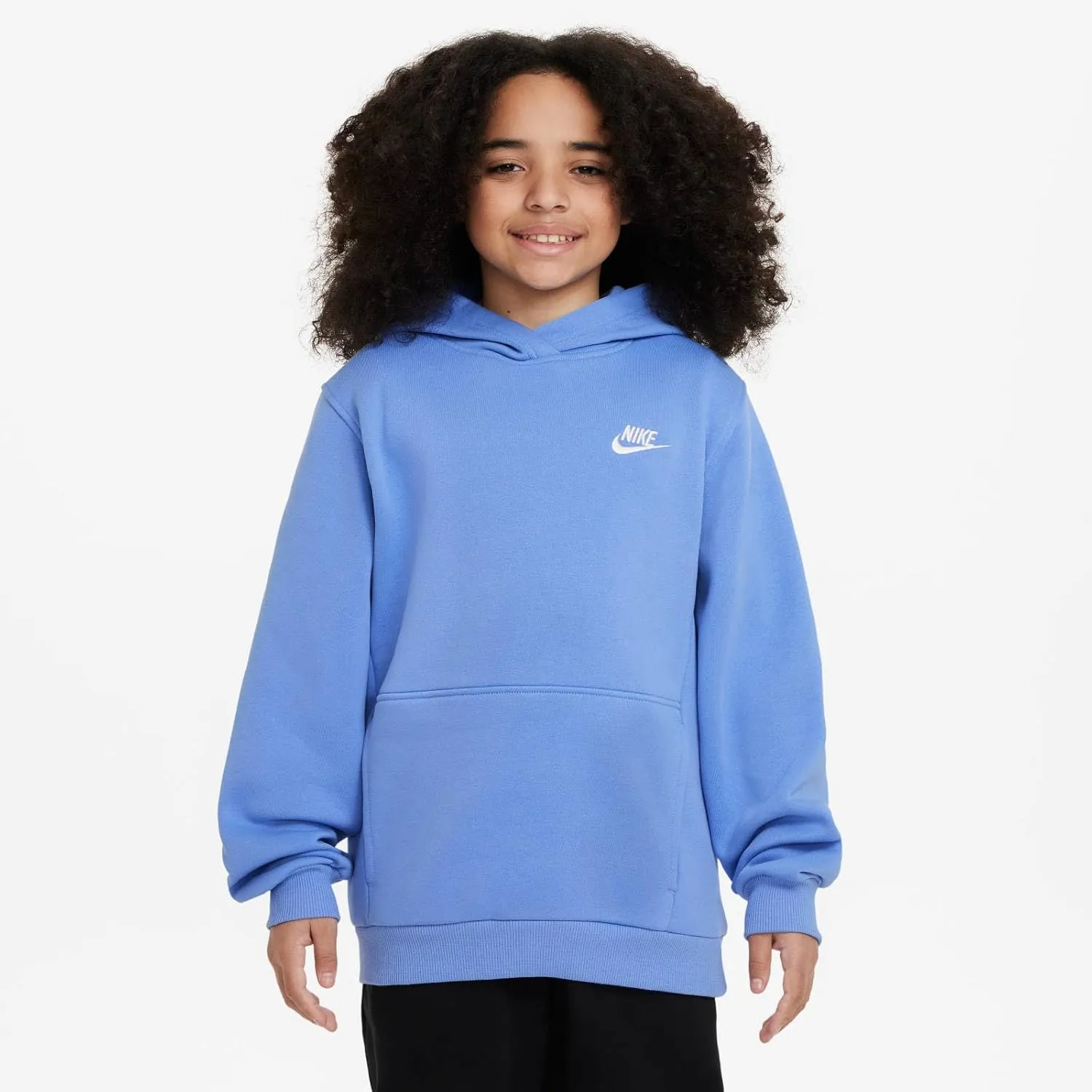 Nike Sportswear Club Fleece Big Kids' Pullover Hoodie (FD3000-494, Royal Pulse/White)