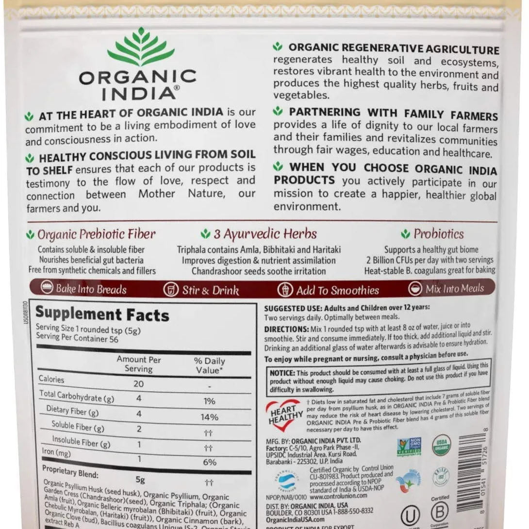 Organic India - Psyllium Pre & Probiotic Fiber Cinnamon Spice, 10oz