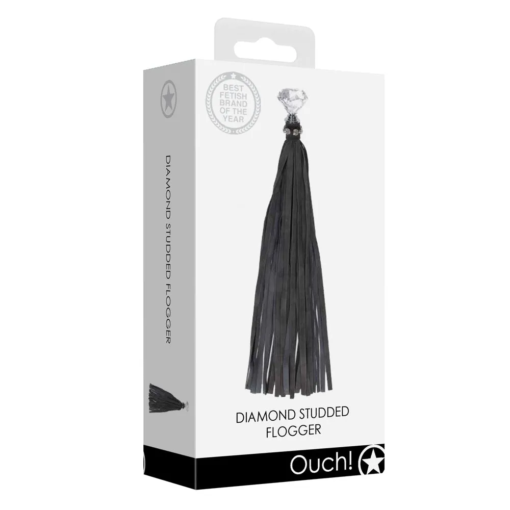 Ouch! Diamond Studded Faux Leather Flogger