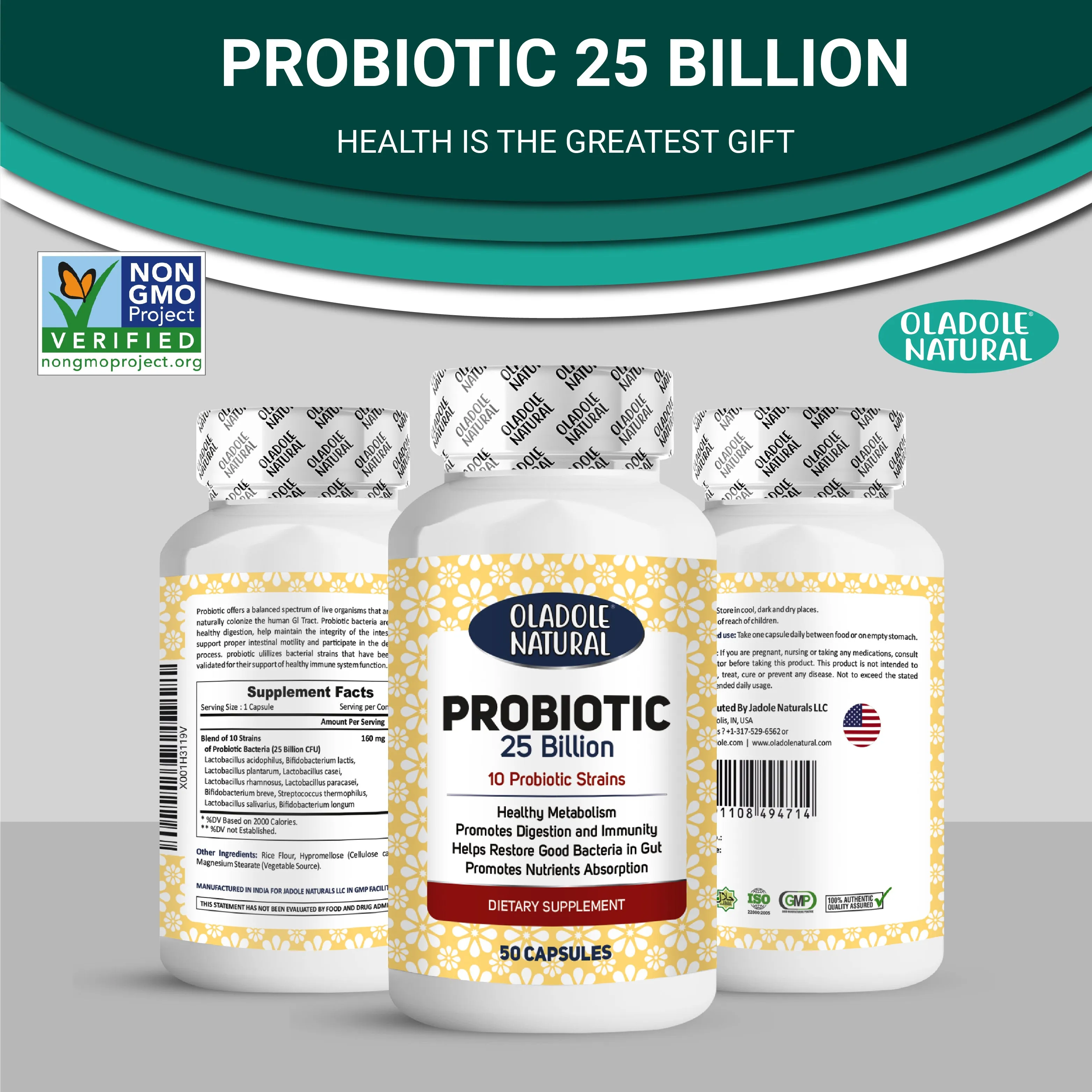 Probiotic 25 Billion 10 Probiotic Strains 50 Capsule