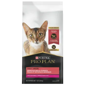 Purina Pro Plan Adult Sensitive Skin & Stomach Lamb & Rice Dry Cat Food, 7lb