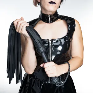 Rapture Leather Deertan Cowhide Flogger in Black