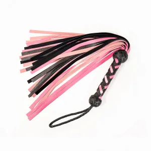 Rapture Leather Deertan Cowhide Flogger in Pink & Black