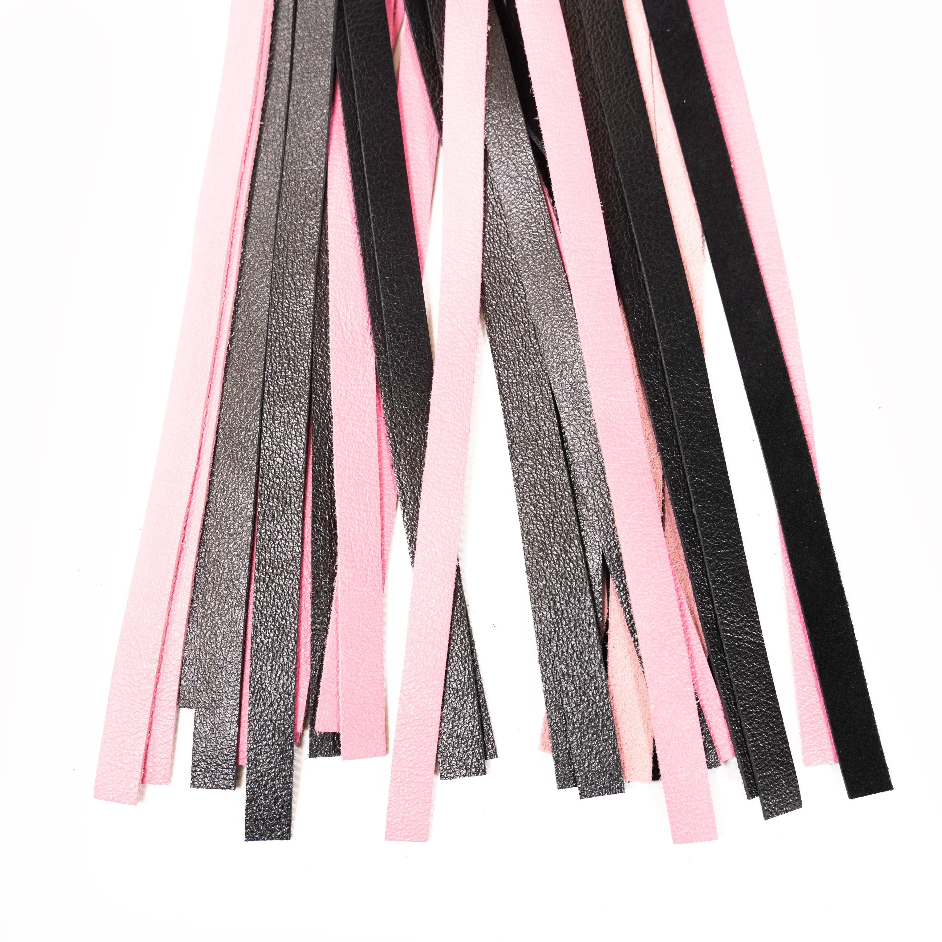 Rapture Leather Deertan Cowhide Flogger in Pink & Black