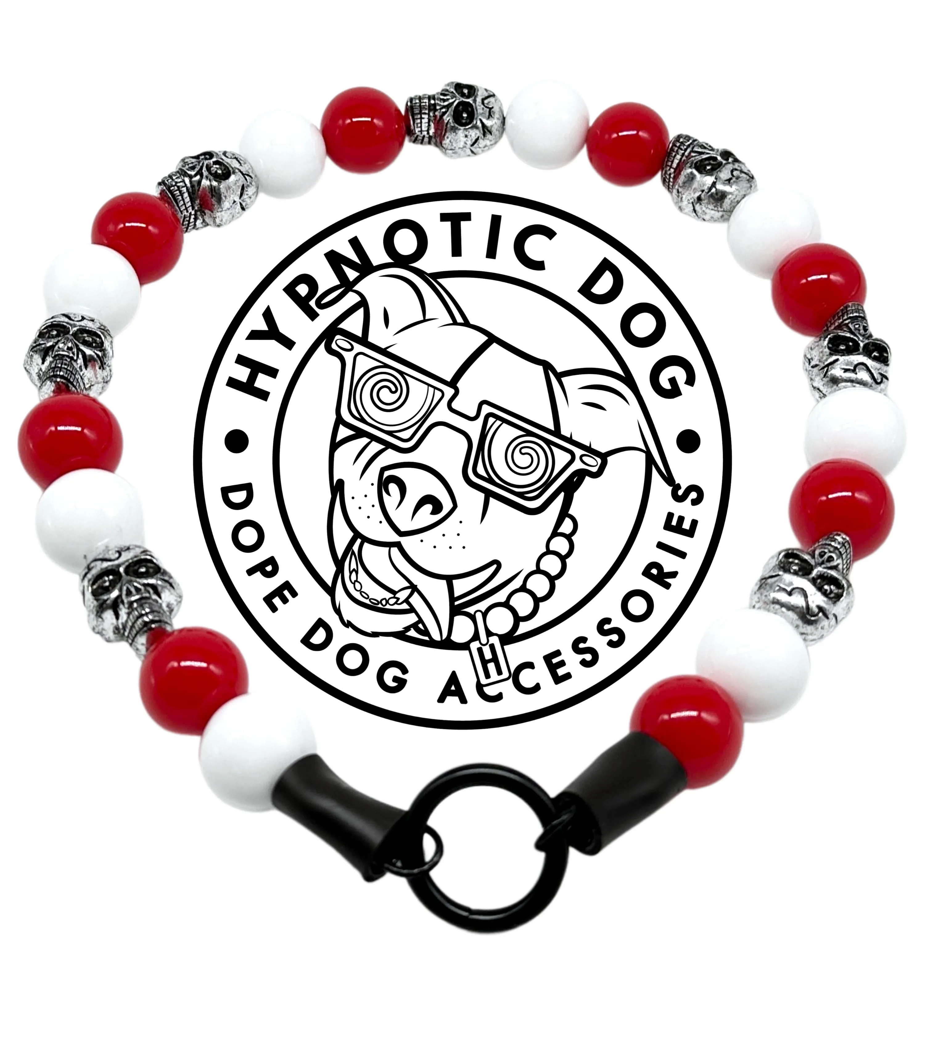 Red & White Skull Bead Collar
