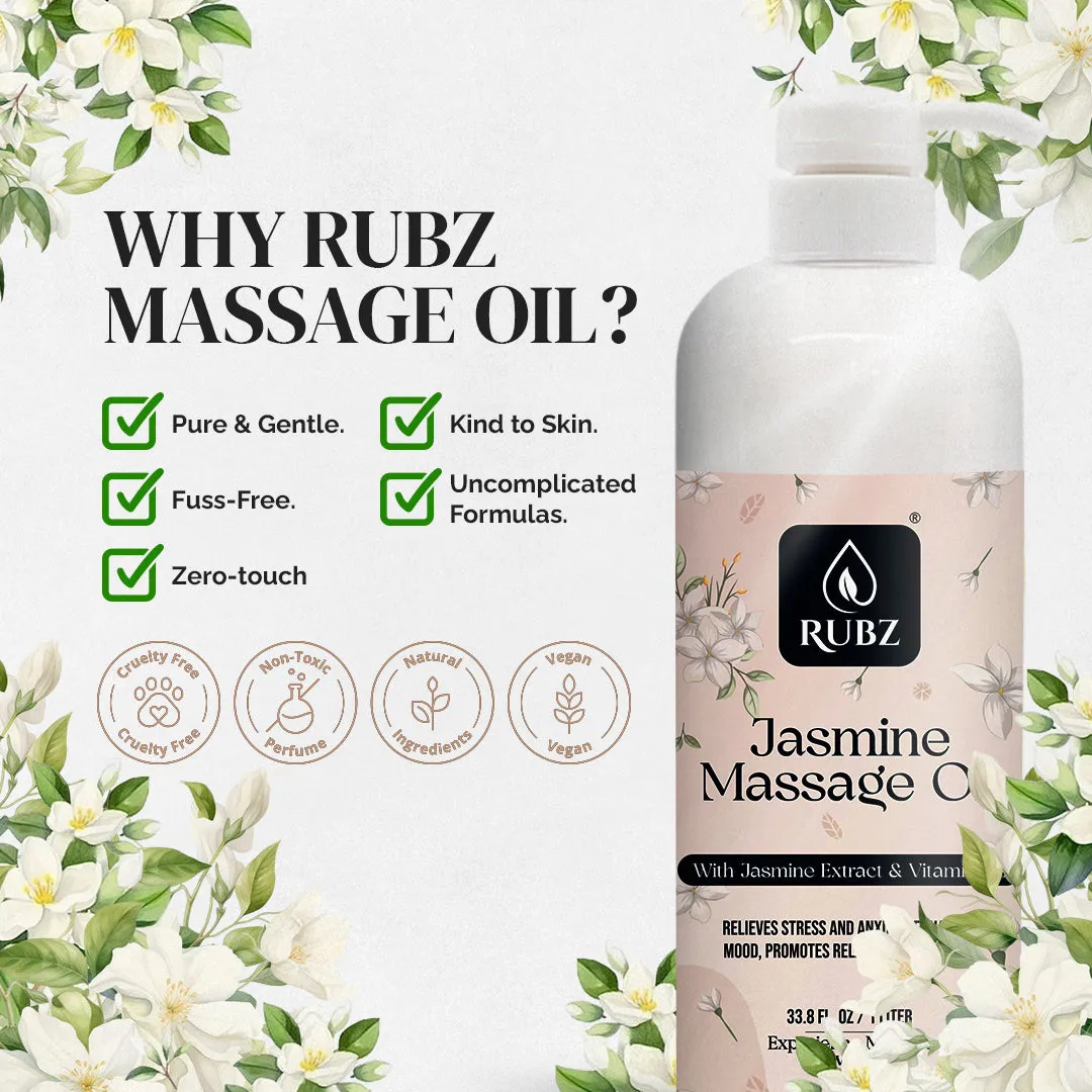 Rubz Jasmine Massage Oil | Moisturizing & Nourishing Body Massage Oil for Men & Women | Best for Aromatherapy & Full Body Spa | 1 Litre