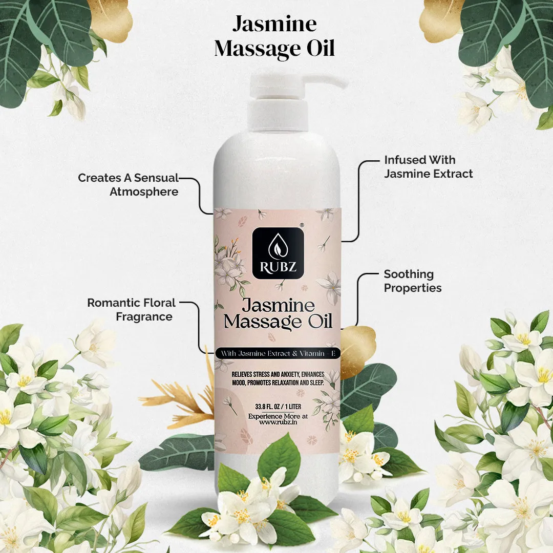 Rubz Jasmine Massage Oil | Moisturizing & Nourishing Body Massage Oil for Men & Women | Best for Aromatherapy & Full Body Spa | 1 Litre