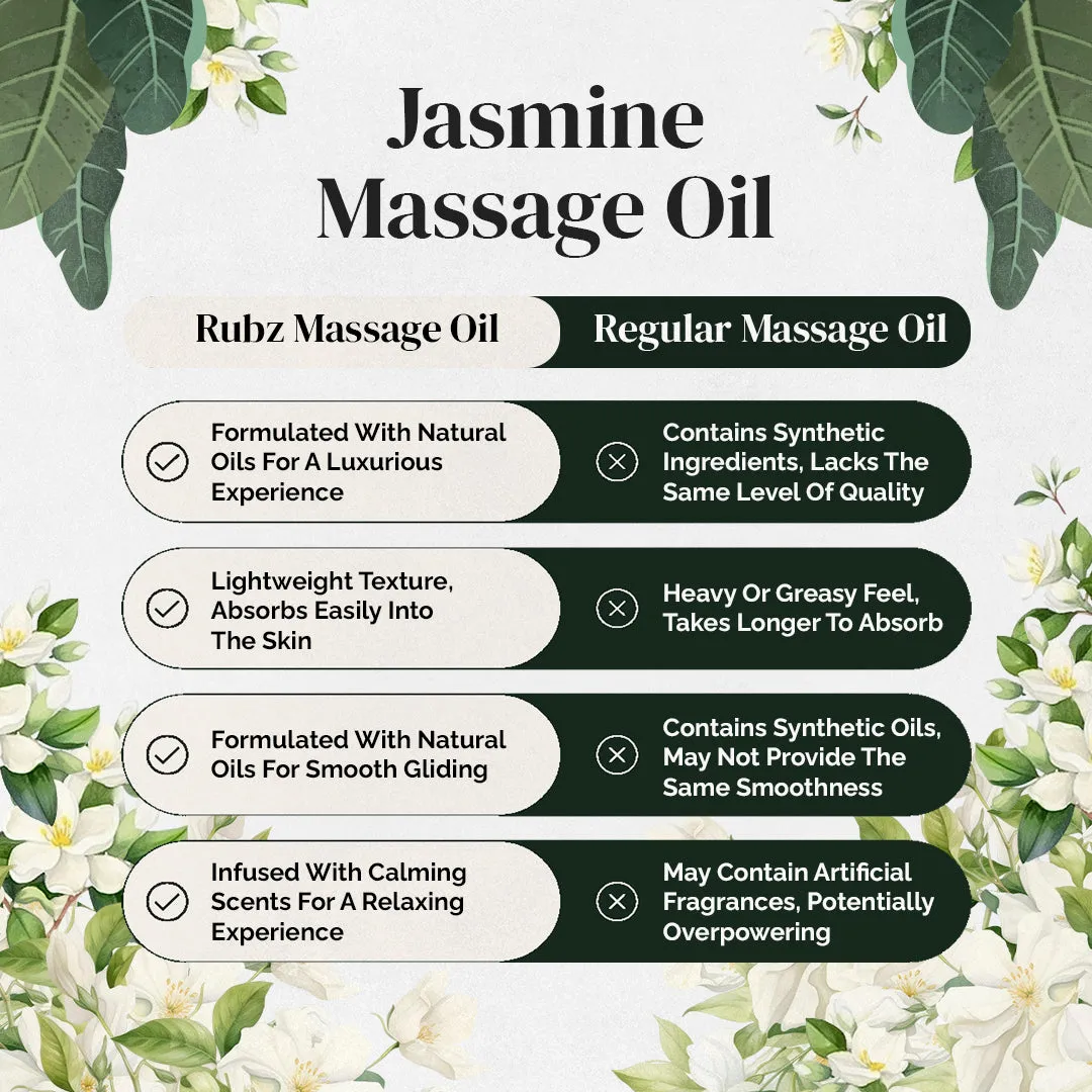 Rubz Jasmine Massage Oil | Moisturizing & Nourishing Body Massage Oil for Men & Women | Best for Aromatherapy & Full Body Spa | 1 Litre
