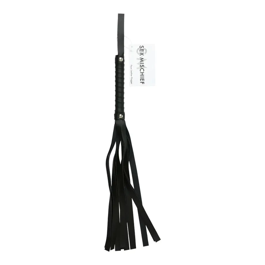 Sex & Mischief Black Faux Leather Flogger Impact Toy
