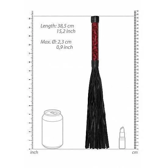 Shots Ouch! Luxury Diamond-Patterned Whip Flogger Burgundy