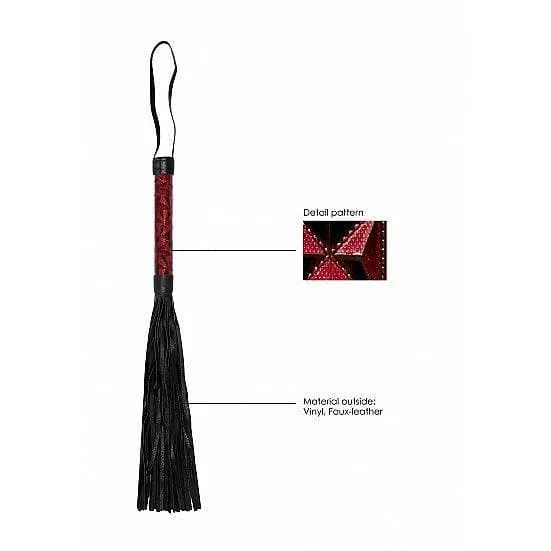 Shots Ouch! Luxury Diamond-Patterned Whip Flogger Burgundy