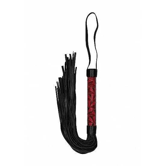 Shots Ouch! Luxury Diamond-Patterned Whip Flogger Burgundy
