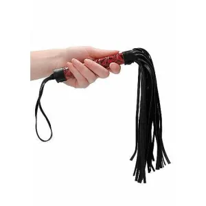 Shots Ouch! Luxury Diamond-Patterned Whip Flogger Burgundy