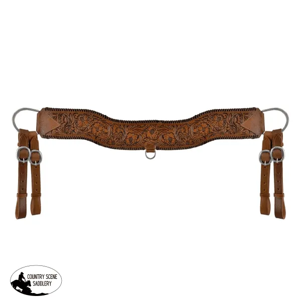 Showman ® Floral Tooled Medium Leather Tripping Collar with Black Whipstitching
